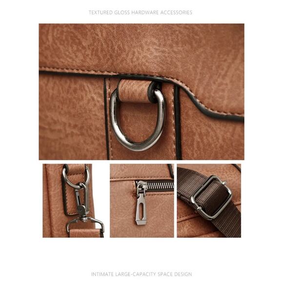 NWOT Weixier Men’s Unisex Brown Bag Shoulder/Crossbody/Messenger Bag Leather - Picture 4 of 8